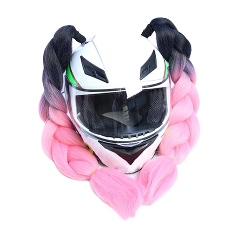 best bike helmet for ponytails 3T-SISTER Pigtails Motorcycle Helmet Ponytail Braids Helmet Synthetic Hair with Suction Cup Decoration 2PCS 14inch Pink Color ( Helmet not Included) : Automotive ERT LS2 FF901 Advant X Color:Vivid Blue/Charcoal/Black