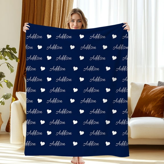 Personalized Throw Blanket, Custom Blanket with Name, Customized Flannel Throw Blanket, Christmas Blanket Gifts for Family and Friends