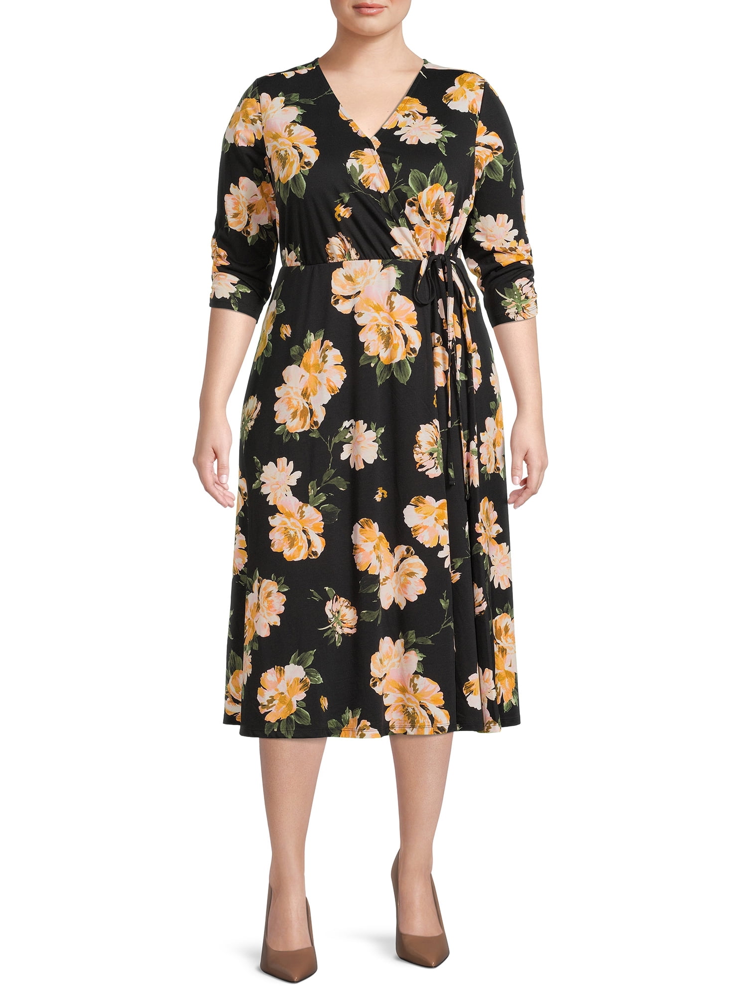 Terra \u0026 Sky Women's Plus Size Faux Wrap Dress - Walmart.com