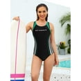 thumbnail image 3 of Attraco Women's One-piece Sports Swimsuit Color Block Water Aerobic Swimwear Bathing Suit, 3 of 6