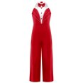 thumbnail image 1 of TiaoBug Costume de Danse pour Filles une Pièce Combinaison de Smoking Jazz Latin Justaucorps de Danse Moderne Ballet Rouge 12, 1 of 6