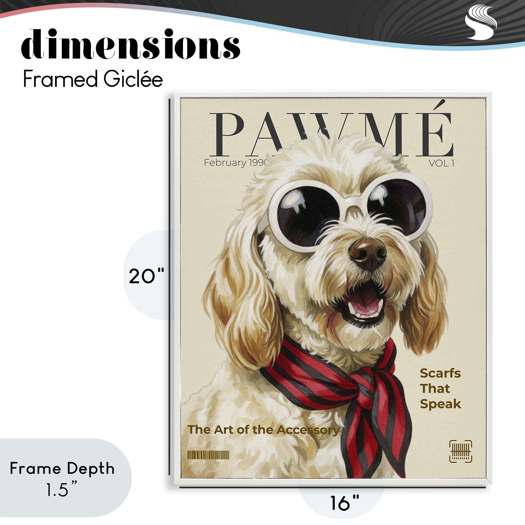 Stupell Industries Pawme Dog Fashion Magazine White Framed Giclee Art, design by A Barefoot Stylist