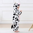 thumbnail image 5 of Kids Cow Costume Jumpsuit, Flannel Hooded One Piece with Cow Spots and Belly Detail for Dress Up and Birthday Photos | TruHer,Black 19-24 Months, 5 of 8
