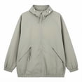 thumbnail image 4 of Lmueinov Women Plus Size Windbreaker Jacket Zip Up Hooded Hiking Coat with Zippered Pocket and Elastic Hem Casual Activewear for Travel S-3XL, 4 of 8