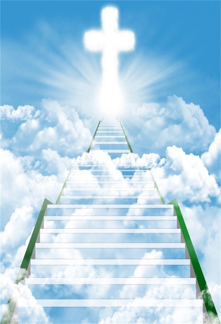 HelloDecor 5x7ft Cross of Christ Background Stairs to Heaven Photography  Backdrop Stairway to Sky Cloud Holy Week Kid Woman Man Adult Artistic  Portrai 