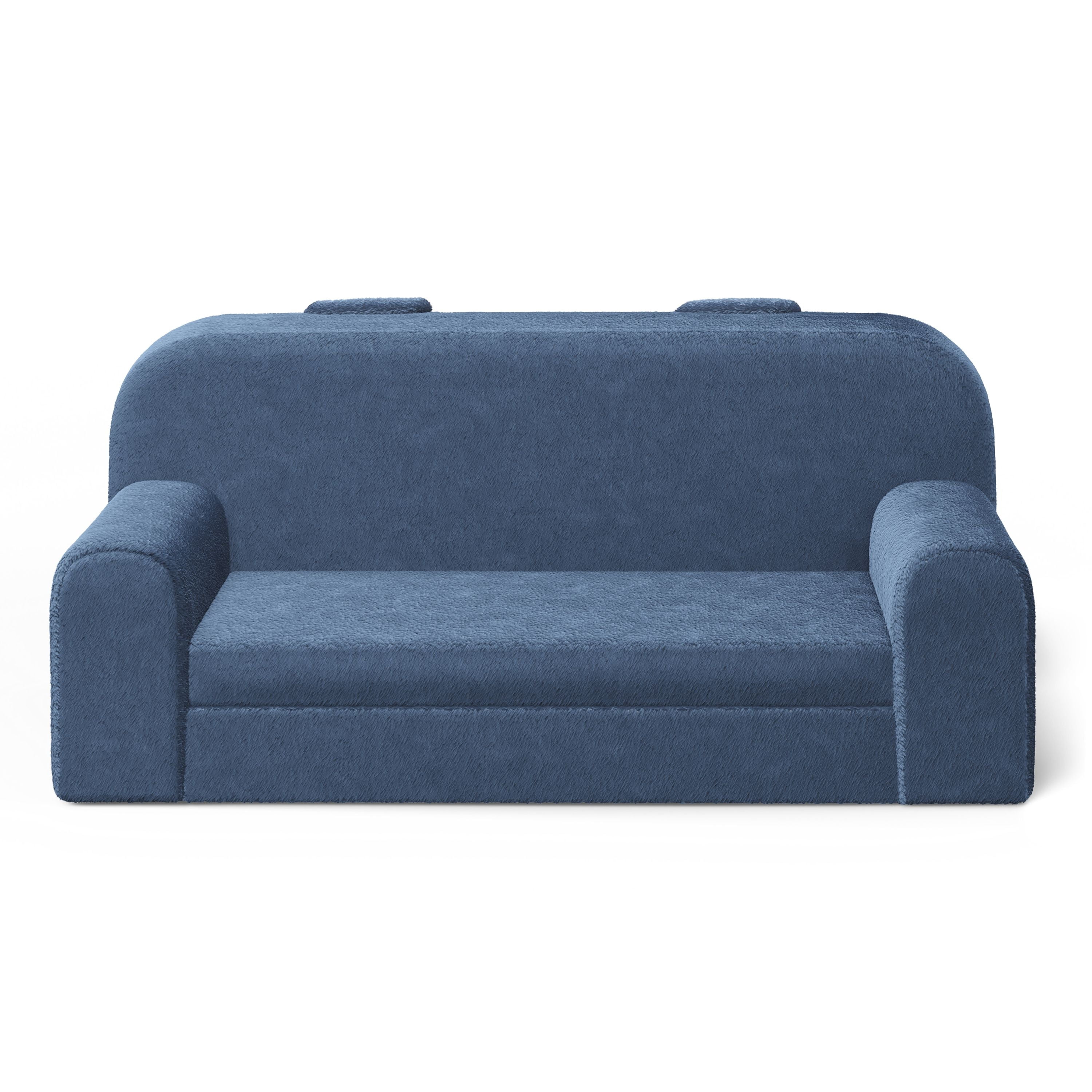 Mainstays Kids Compressed Oversized Faux Fur Couch, Blue