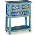 thumbnail image 4 of vidaXL Sideboard with Drawers Buffet Cabinet Solid Wood Mango Pink/Turquoise, 4 of 17