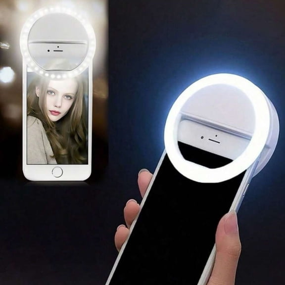 Selfie LED Light Ring Flash Clip USB Rechargeable Camera For Phone & Tablets US