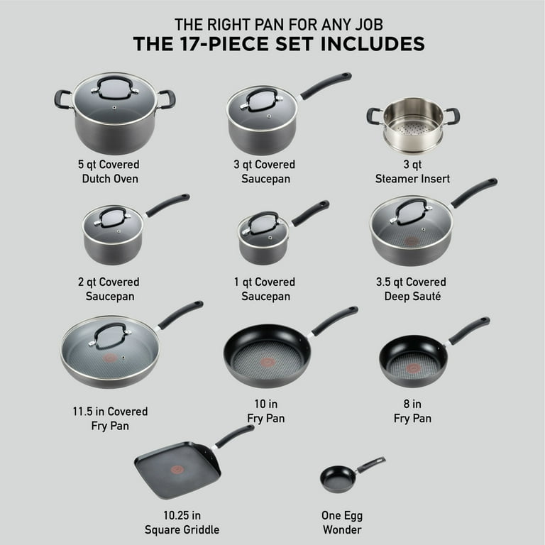 T-fal Ultimate 17 Piece Titanium Nonstick Cookware Set with