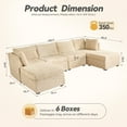 thumbnail image 5 of Toject 130" Modular Sectional Couch, Convertible U Shaped Couch with 2 Ottomans, Cloud Sofa with 6 Seater Deep Seat Sofa for Living Room (Beige), 5 of 8