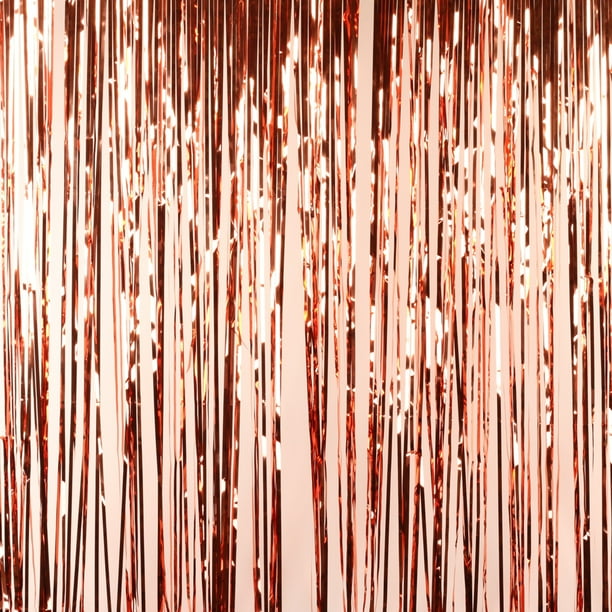 Rose Gold Foil Fringe Party Door Curtain Backdrop, 3ft x 8ft, 2-pack ...
