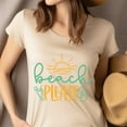 thumbnail image 4 of Cute Beach Please T-Shirt – Vacation Graphic Tee with Sunset and Flip Flops, Forest Green, Size XL, 4 of 6