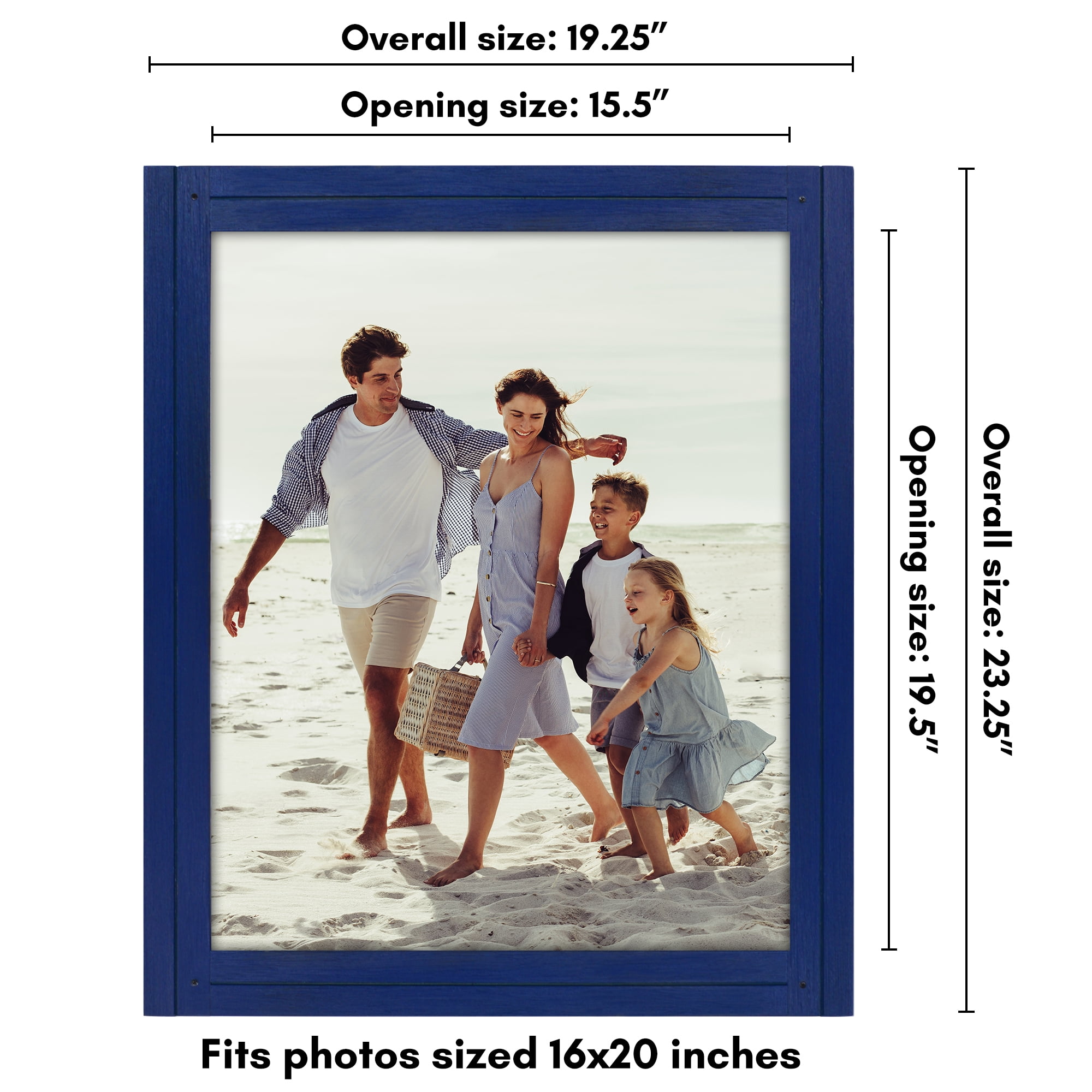 Americanflat 16x20 Picture Frame with Polished Plexiglass Hampton Collection Distressed Frames - Navy Blue