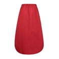thumbnail image 6 of LWavelet Women Balloon Maxi Skirt Elastic High Waist With Pockets Casual Summer Long Skirt Red XL, 6 of 8