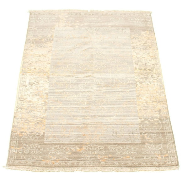 ECARPETGALLERY Tapis Noué à la Main pour Salon, Salle à Manger et Chambre à Coucher Transitionnel Collection Oushak Prestige 4'8" x 6'6" en Gris