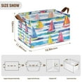 thumbnail image 7 of Yayeee Foldable Storage Basket for Shelves with Handles Waterproof Cloth Bins, Yellow Hand Drawn Sailboats, 7 of 7