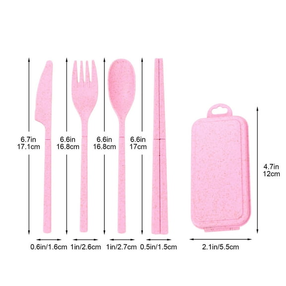 LEHOZIHEQ Wheat Straw Flatware Sets, Reusable Travel Utensils Set with Case Wheat Straw, for Adults Travel Picnic Camping Utensils Gifts