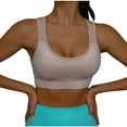 thumbnail image 3 of Feancey Seamless Padded Bras for Women Full Coverage Sports Bra Comfy Breathable Push up Wireless Brassiere Workout Yoga Tank Top Khaki L, 3 of 6