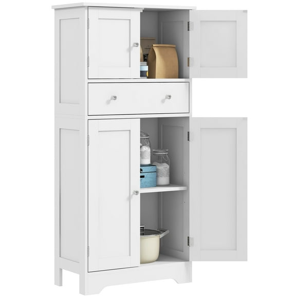 HOMCOM 50.5" Kitchen Pantry Storage Cabinet with Doors and Adjustable Shelf