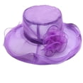 thumbnail image 2 of Tnobhg Ladies Organza Flower Hat Wide Brim Outdoor Beach Hat Foldable Sun Hat Retro Style Evening Party Banquet Top Hat Women Elegant Clothing Accessories, 2 of 8