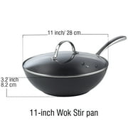 Cooks Standard Classic 11 Inch Nonstick Wok Pan with Lid, Hard Anodized Non Stick Deep Frying Pans, Flat Bottom Wok for Stir Fry, Dishwasher & Oven Safe, Black