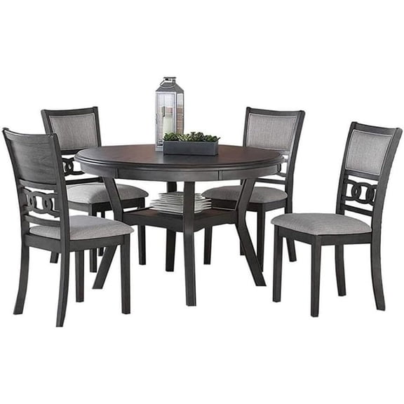 New Classic Furniture Gia 5-Piece Round Solid Wood Dining Set in Gray