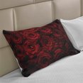 thumbnail image 2 of Romance Knitted Quilt Pillowcover, Roses Drops of Water Blooming Bouquet of Love and Passion Image Illustration, Standard King Size Pillow Cover for Bedroom, 30" x 20", Black Red, by Ambesonne, 2 of 2