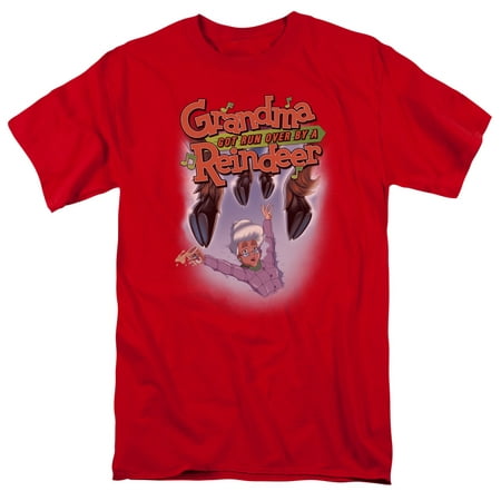 GRANDMA GOT RUN OVER BY A REINDEER/HOOVES-S/S ADULT 18/1-RED-2X