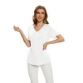 thumbnail image 6 of Uvplove Womens Blouse V Neck Knot Front Short Sleeve Basic Casual T Shirt White-2XL, 6 of 8