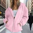 thumbnail image 2 of Holzkary Hoodies for Women Full Zip Up Loose Sweatshirts Jackets Women's Fashion Casual Letter Print Sweatshirt with Zipper Casual Comfy Gym Tops Fall Outfits Winter Clothes 2025 Pink M, 2 of 5
