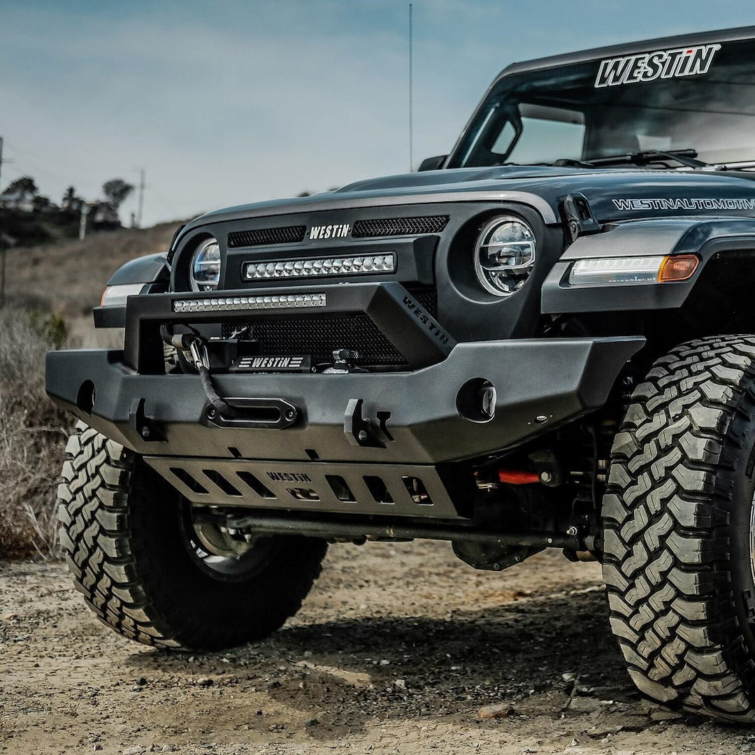 Westin WJ2 Full Width Front Bumper with LED Light Bar Mount