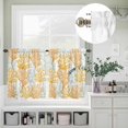 thumbnail image 3 of Yellow Coral Gradient Summer Beach Curtain Tier and Valance Set 3 Piece, Nautical Coastal Ocean Life 3-inch Rod Pocket Window Tier Curtains Valance for Kitchen Living Room, 3 of 9