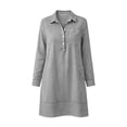 thumbnail image 5 of Mlkoz Fall Dresses for Women Casual Striped Collared Shirt Dress Long Sleeve With Pockets Fitted Waist Daily Wear, 5 of 6