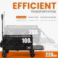 thumbnail image 3 of Collapsible Wagon with Tailgate - 220lbs Extended Lightweight Foldable Utility Wagons Folding Cart with Wheels - Small Garden Grocery Cart for Shopping,Grocery,,Garden, 3 of 5