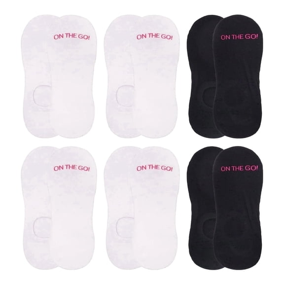 On the Go Women's Invisible Socks (6 Pair Pack, 2 White, 1 Black Combo)