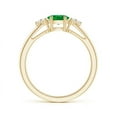 thumbnail image 2 of ANGARA Natural East-West Emerald Solitaire Ring with Diamonds in 14K Yellow Gold for Women (Size-6x4mm) | May Birthstone, Birthday, Anniversary, Jewelry Gift for Women | Natural Emerald Ring, 2 of 7