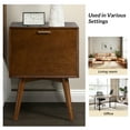 thumbnail image 4 of Modern End Table Charging Station Hidden 2 Drawers Wooden Table Set of 2 Living Room, Walnut, 4 of 7