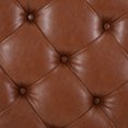 thumbnail image 7 of Baynes Contemporary Faux Leather Tufted Wood Round Ottoman with Open Shelf, Cognac Brown and Espresso, 7 of 7