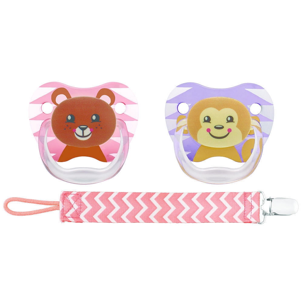 Dr. Brown's PreVent Pacifiers with Clip in Pink 612 Months