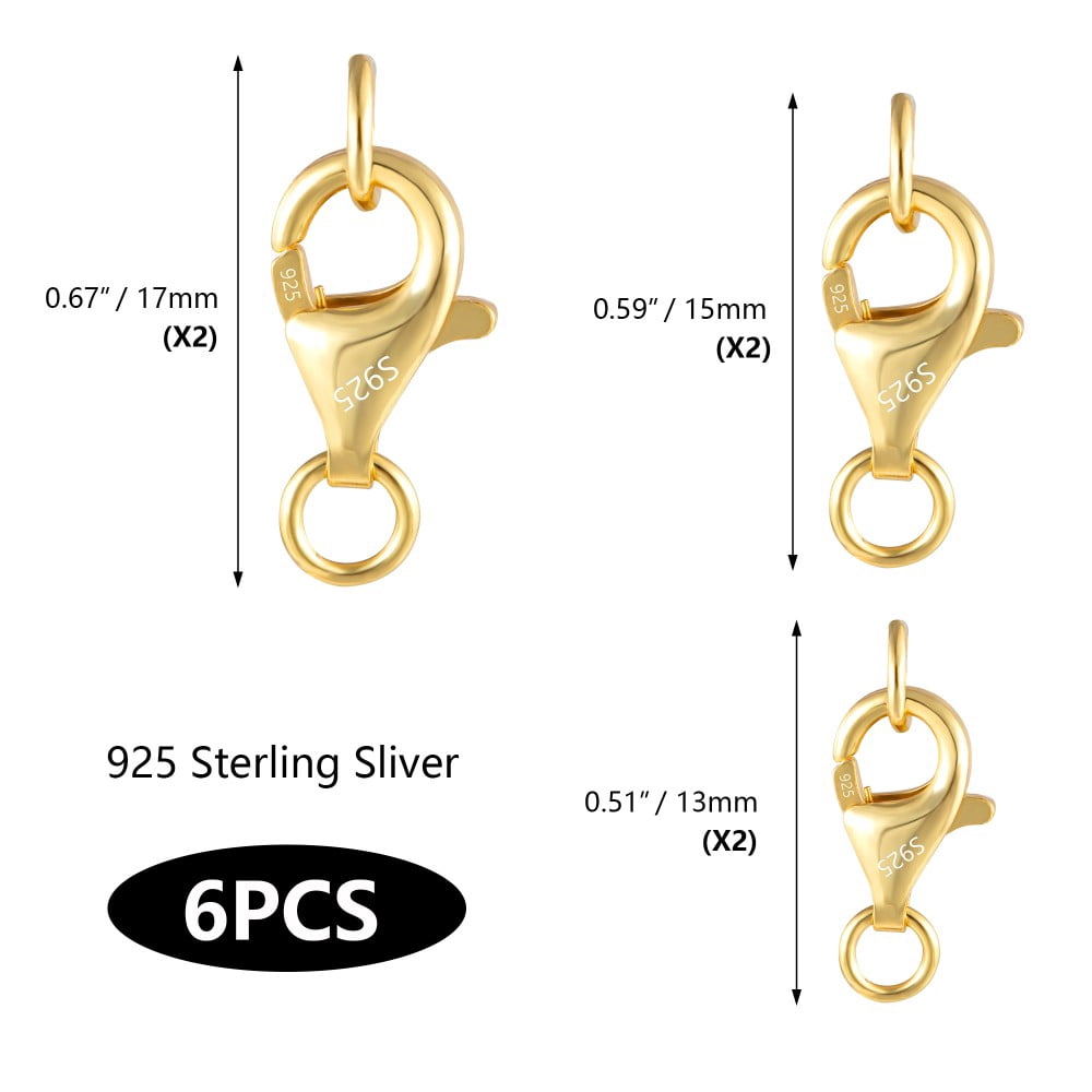 Lancharmed 14K Gold Plated Circle Lobster Clasp 6Pcs Necklace Jewellery Clasp Necklace Extenders for Women Unique Gifts
