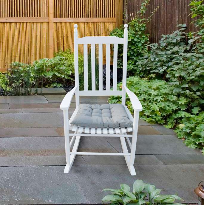 Rocking Chair for Outdoor, Wooden Patio Porch Rocker Chair with Back Support, Ergonomic Wooden Rocking Chair for Patio Porch Backyard, Rocking Bistro Chair Patio Chairs, Max 280lbs, White, A1582 - image 4 of 7