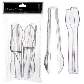 10 Inch Serving Tongs - Sugarman Candy Clear Plastic Tongs, 6 1/2-Inch, 2 Packs of 4 Pieces