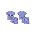 thumbnail image 2 of Cenuakty Boys' 4th of July Outfit 0-3 Set Letter Flag Embroidery Short Sleeve Crew Neck T-Shirt and Matching Shorts, 2 of 9