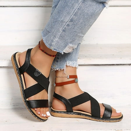 

Yoslce Womens Sandals Summer Women Thick Bottom Slope Heel Shoes Beach Roman Casual Sandal