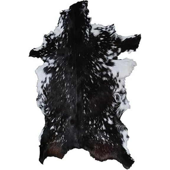 100% Natural Black & White Goat Hide, Elegant Goat Skin Rug, Hair on Leather Hides Rug | Authentic Goat Skin Throw Rug for Modern, Contemporary Living Room Décor
