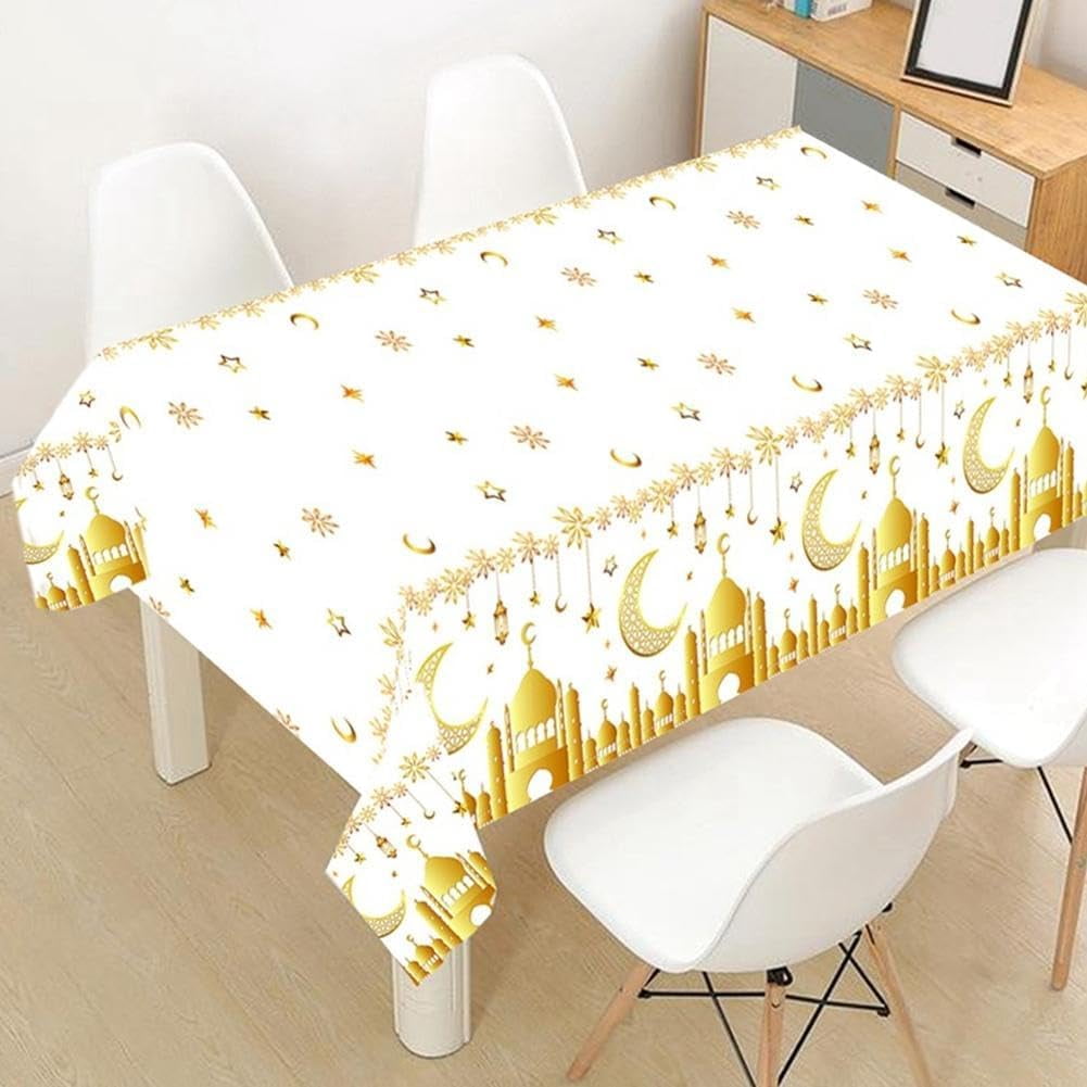 Chemin De Table Eid Mubarak - Décorations Chemin De Table Ramadan - Rectangulaire De Table Nappe Pour Fête - Lanterne De Mosquée Du Ramadan En Polyester - 180 X 35 Cm (Violet