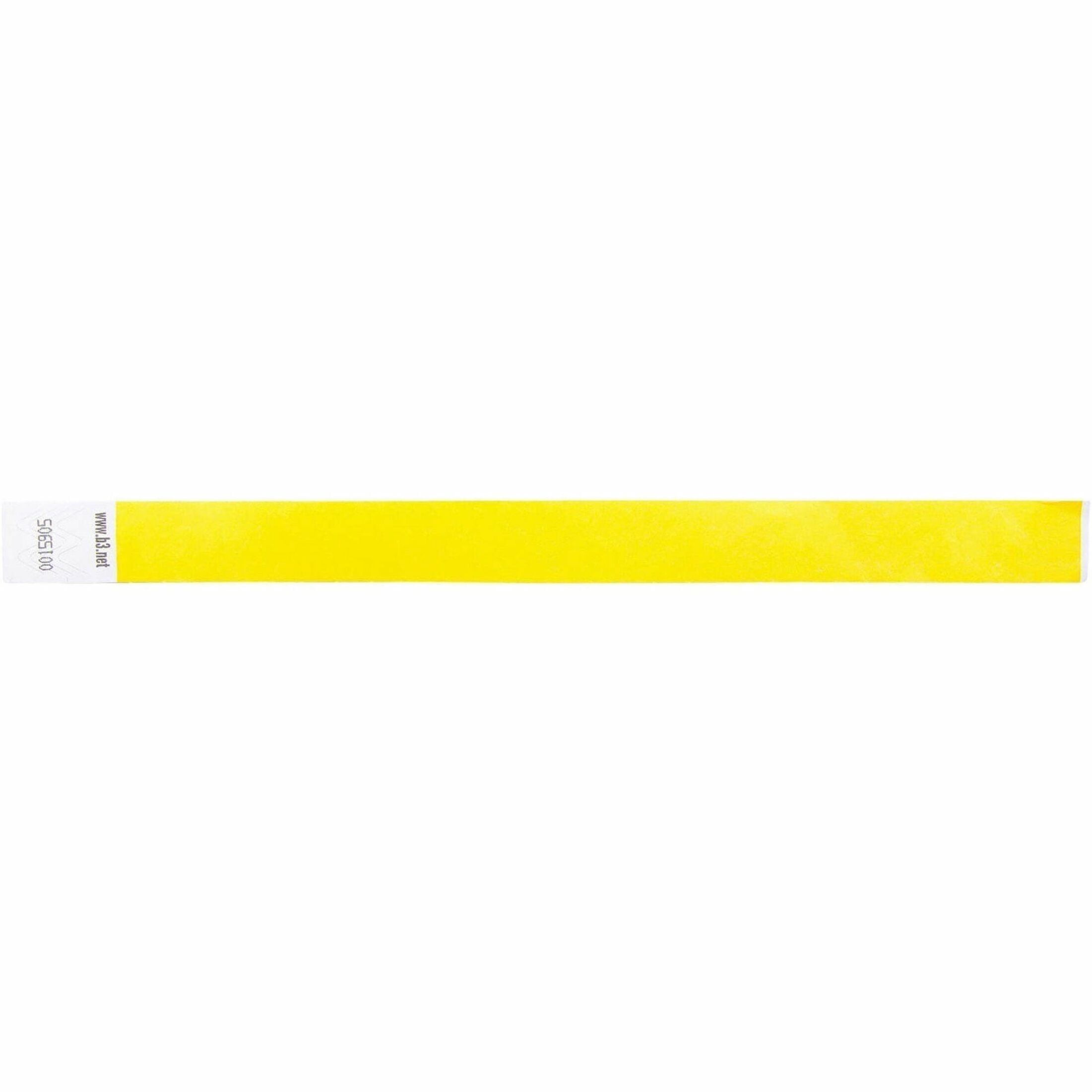 SICURIX Sequentially Numbered Security Wristbands, 3/4", Yellow Pack of 100
