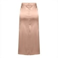 thumbnail image 3 of Wyobmus Women's Satin High Waist Maxi Skirt Elegant Hidden Side Zipper Elastic Waist Flared A Line Midi Skirts B-Beige, 3 of 5