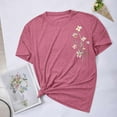thumbnail image 5 of WREESH Womens Fashion T-Shirts Summer Comfortable Round Neck Printing Short Sleeve Tops Blouse T-Shirt Pullover Red, 5 of 6