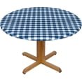 thumbnail image 1 of Round Fitted Tablecloth 48 Inch, Blue Jeans Gingham Round Fitted Tablecloth Elastic Fitted Table Covers Breathable Table Cloths Kitchen Tablecover for Dining, Party, Buffet, Wedding, 1 of 1
